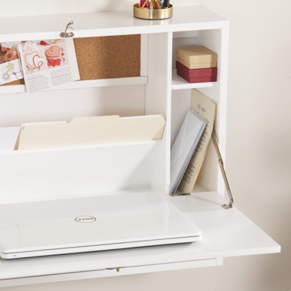 26" White Wall Mounted Floating Desk - Image 3