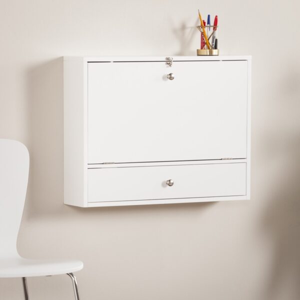26" White Wall Mounted Floating Desk - Image 4