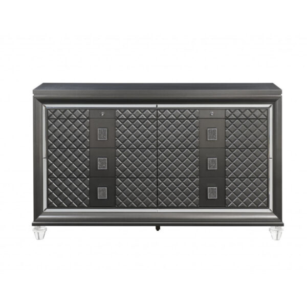 65" Gray Solid and Manufactured Wood Eight Drawer Double Dresser - Image 2