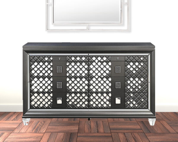65" Gray Solid and Manufactured Wood Eight Drawer Double Dresser - Image 3