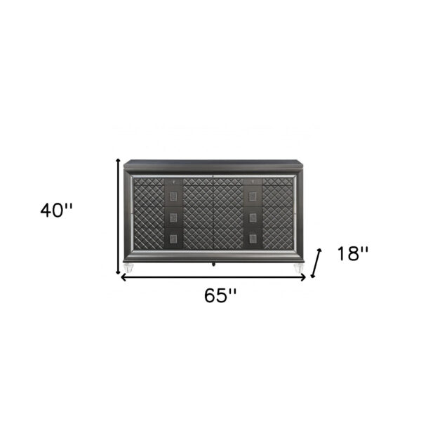 65" Gray Solid and Manufactured Wood Eight Drawer Double Dresser - Image 6