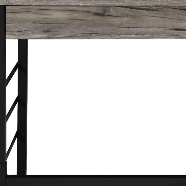 42" Brown and Black Writing Desk With Two Drawers - Image 5