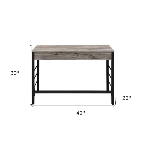 42" Brown and Black Writing Desk With Two Drawers - Image 7