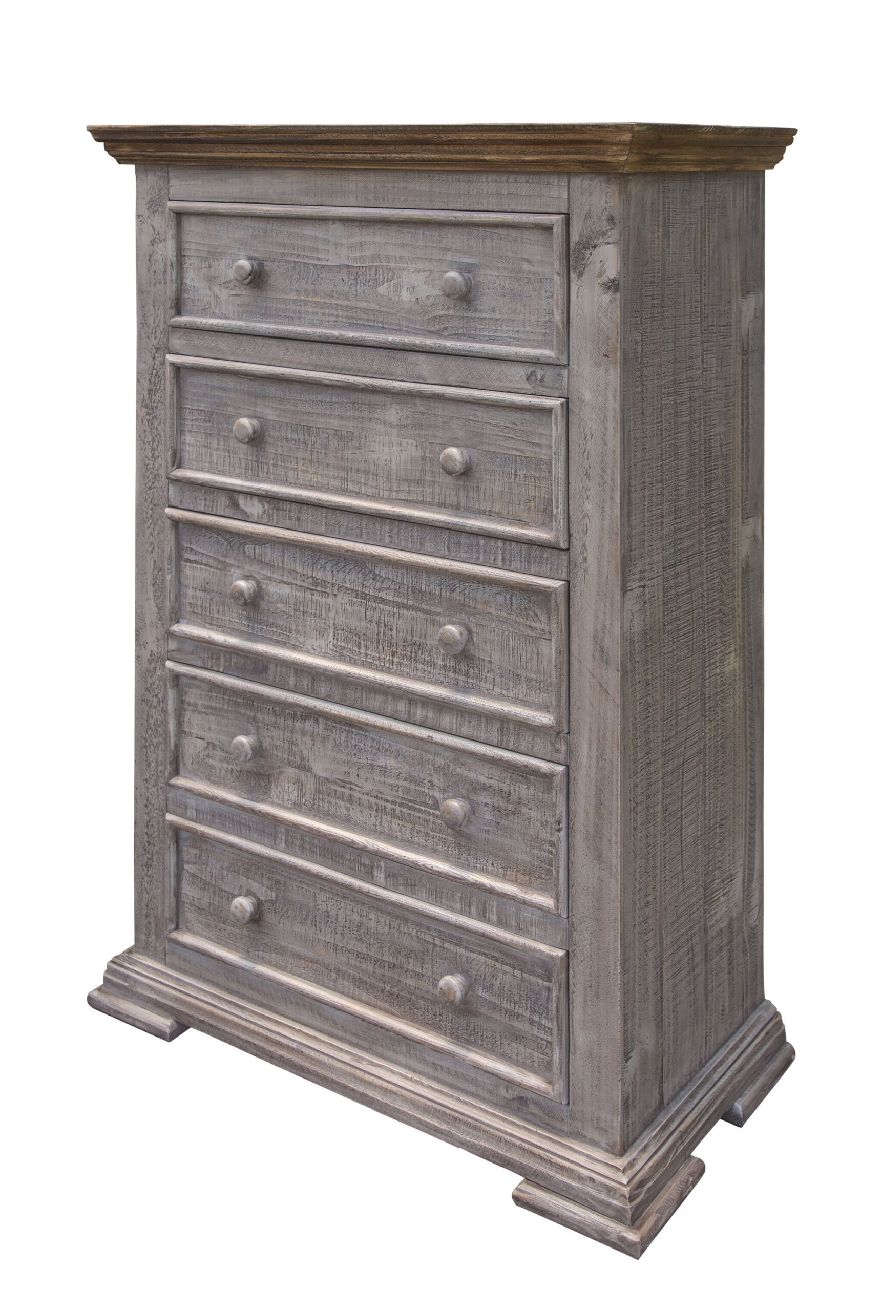 37" Gray Solid Wood Five Drawer Chest - Image 3