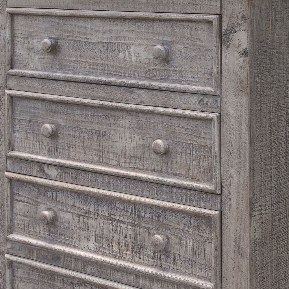 37" Gray Solid Wood Five Drawer Chest - Image 4