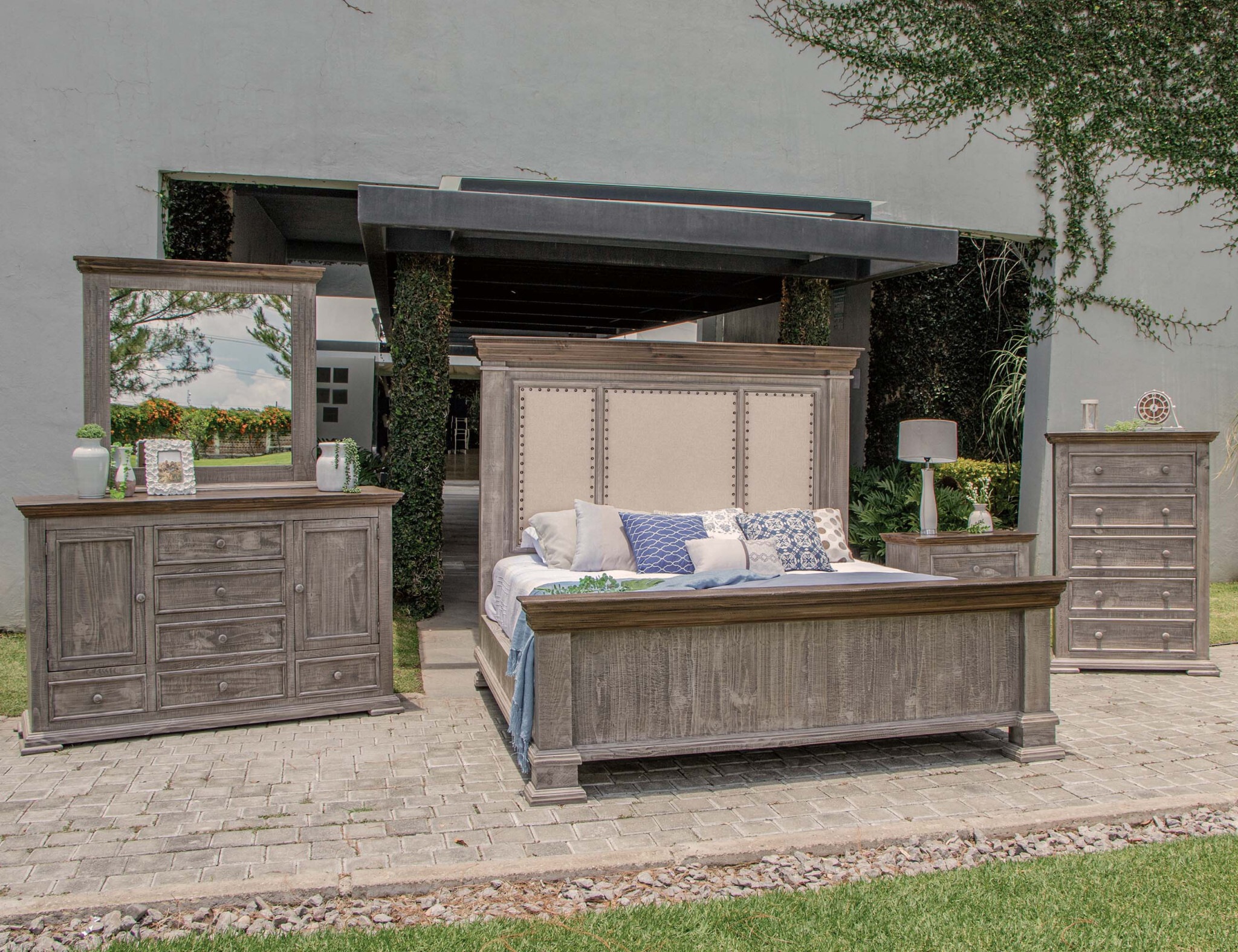 37" Gray Solid Wood Five Drawer Chest - Image 5