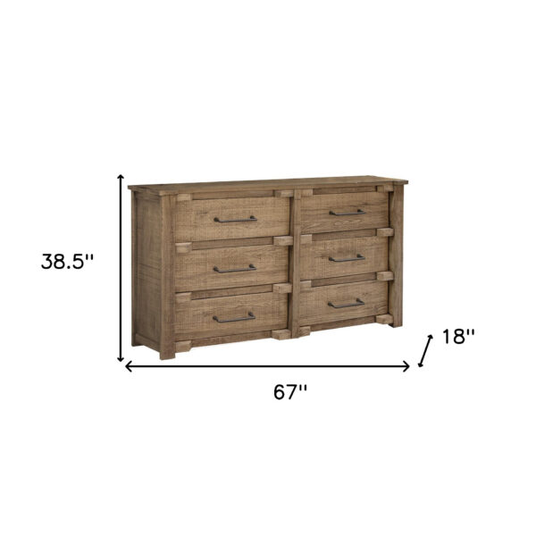67" Natural Solid Wood Six Drawer Double Dresser - Image 6