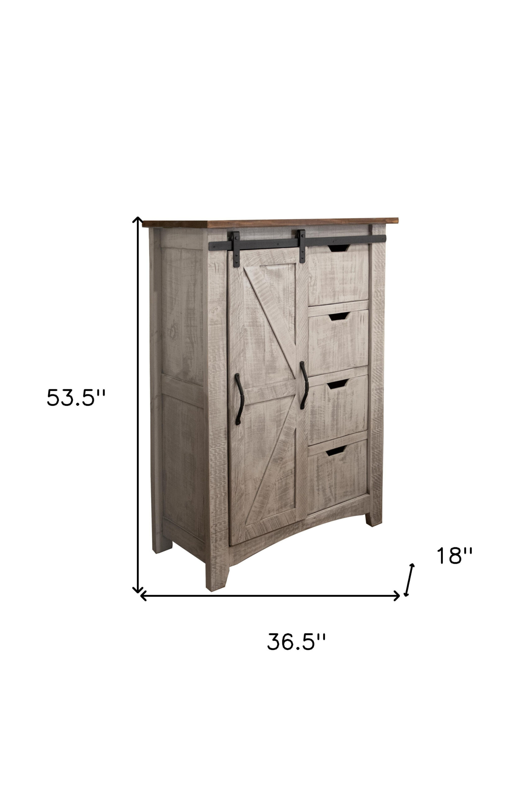 37" Light Gray Solid Wood Four Drawer Chest - Image 5