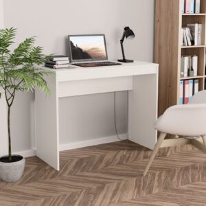 Desk White Engineered Wood 35.4 x 15.7 x 28.3 in Sleek Desk