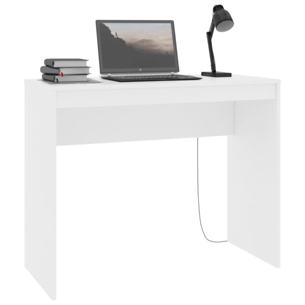Desk White Engineered Wood 35.4 x 15.7 x 28.3 in Sleek Desk - Image 3