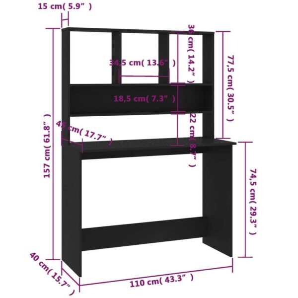 Desk Black Engineered wood - Image 6