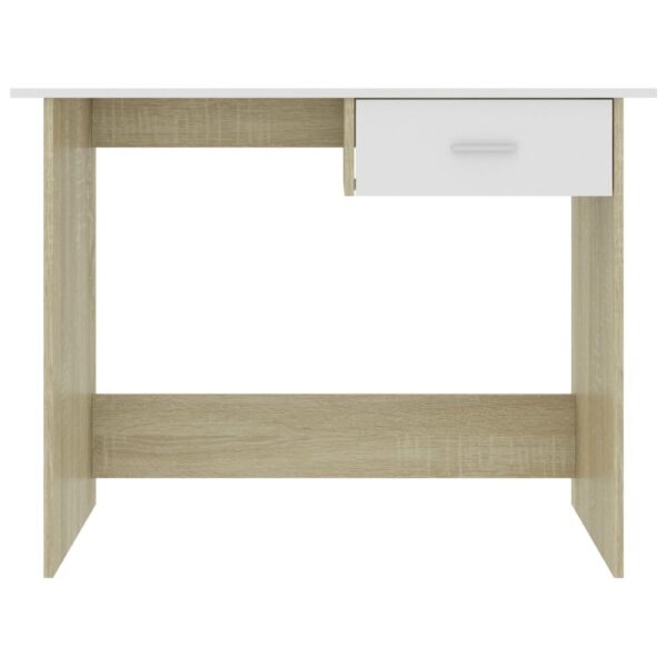 Desk White and Sonoma Oak Engineered Wood Medium Storage Desk - Image 4
