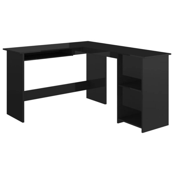 Corner Desk High gloss black Engineered wood 47.2x55.1x29.5 in - Image 2