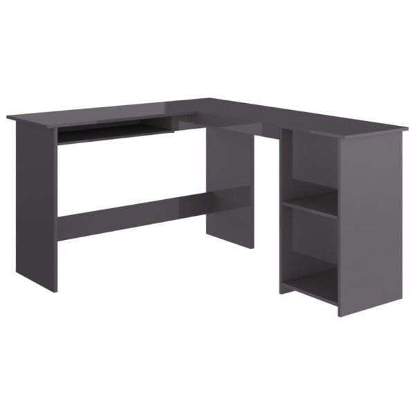 Corner Desk High gloss grey Engineered wood Sliding Components - Image 2