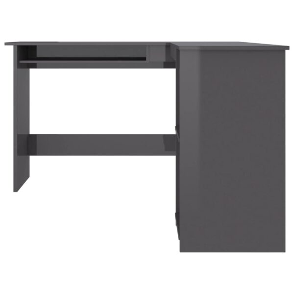 Corner Desk High gloss grey Engineered wood Sliding Components - Image 4