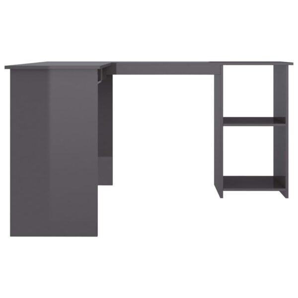 Corner Desk High gloss grey Engineered wood Sliding Components - Image 5