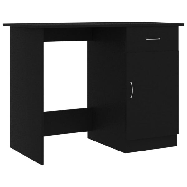Desk Black Engineered wood Compact Desk Rectangular Modern - Image 2