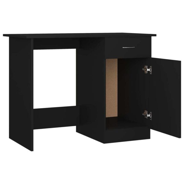 Desk Black Engineered wood Compact Desk Rectangular Modern - Image 5