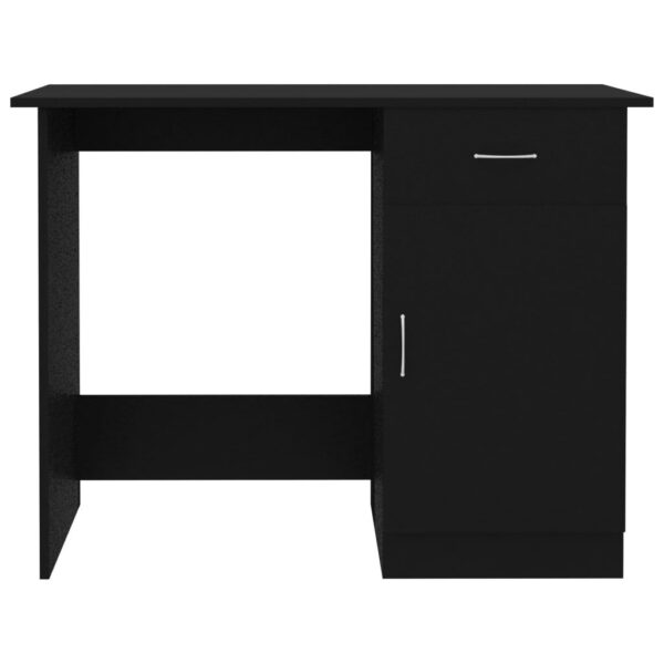 Desk Black Engineered wood Compact Desk Rectangular Modern - Image 7