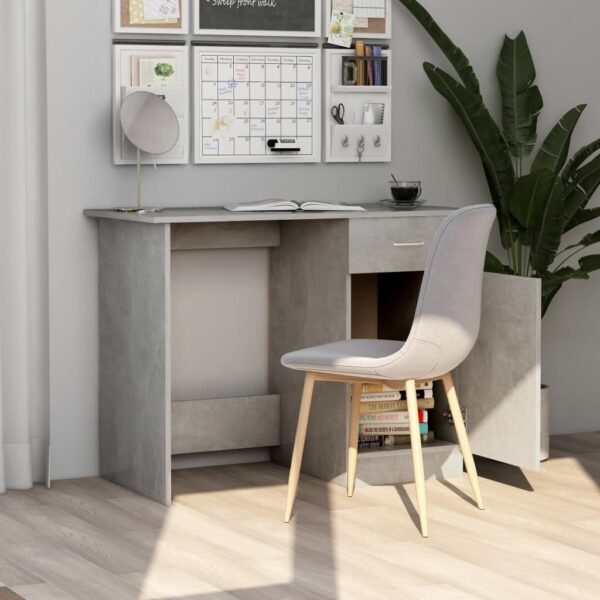 Desk Concrete Grey Engineered Wood Standard Desk Rectangular - Image 4