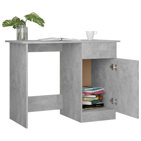 Desk Concrete Grey Engineered Wood Standard Desk Rectangular - Image 6