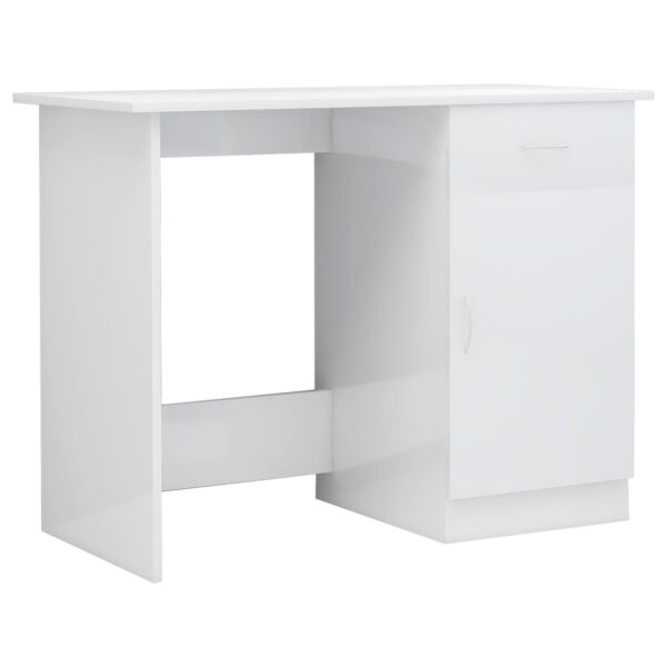 Desk High gloss white Engineered wood Standard Desk Rectangular - Image 2