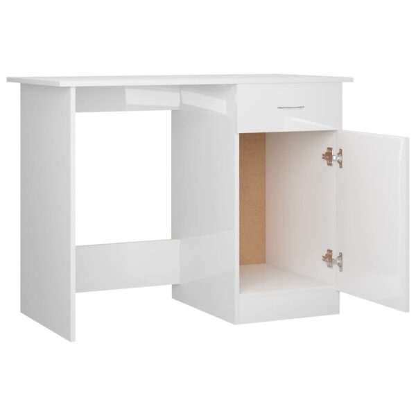 Desk High gloss white Engineered wood Standard Desk Rectangular - Image 5