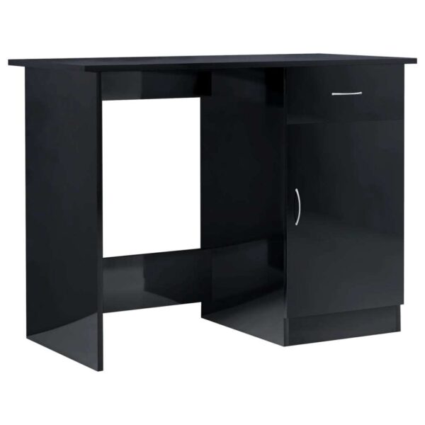 Desk High Gloss Black Engineered Wood 39.4 x 19.7 x 29.9 in Desk - Image 2