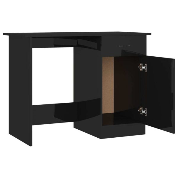 Desk High Gloss Black Engineered Wood 39.4 x 19.7 x 29.9 in Desk - Image 5