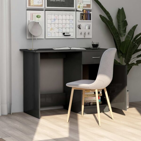 Desk High gloss grey Engineered wood Desk Rectangular Modern - Image 3