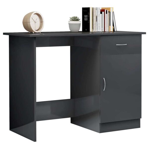Desk High gloss grey Engineered wood Desk Rectangular Modern - Image 4