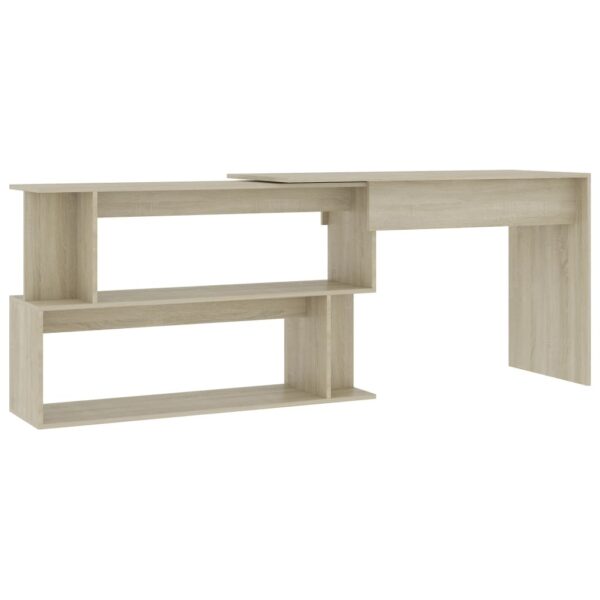 Desk Sonoma oak Engineered Wood 78.7x19.7x29.9 in Rotatable - Image 2