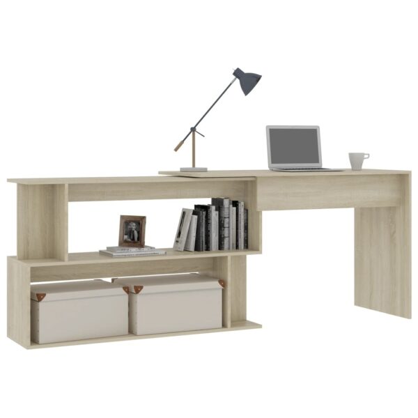 Desk Sonoma oak Engineered Wood 78.7x19.7x29.9 in Rotatable - Image 3