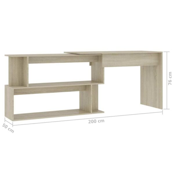 Desk Sonoma oak Engineered Wood 78.7x19.7x29.9 in Rotatable - Image 7