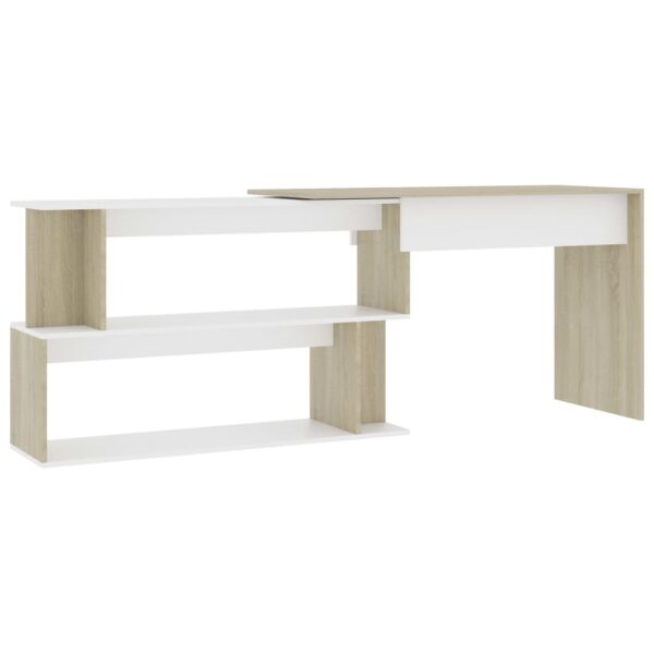 Desk White Engineered Wood 78.7 in long Rotatable Desk - Image 2