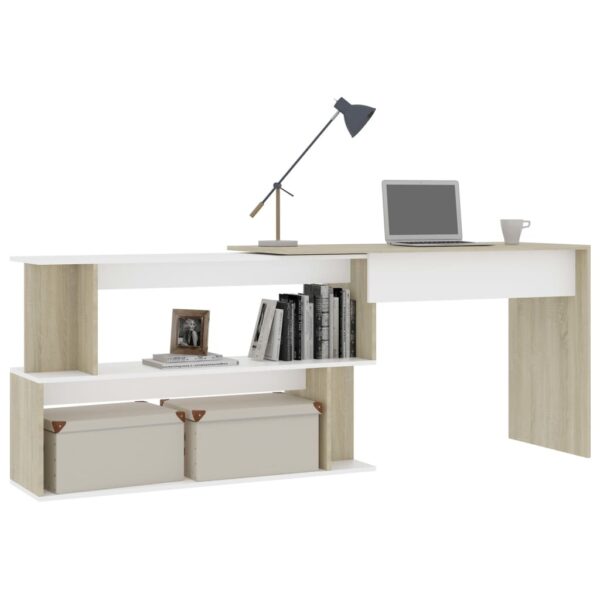 Desk White Engineered Wood 78.7 in long Rotatable Desk - Image 3