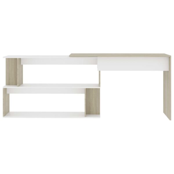 Desk White Engineered Wood 78.7 in long Rotatable Desk - Image 4