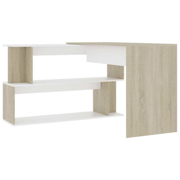Desk White Engineered Wood 78.7 in long Rotatable Desk - Image 5