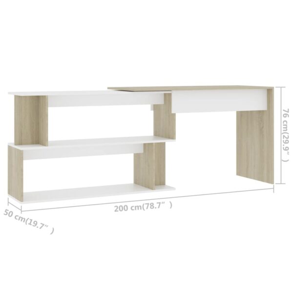 Desk White Engineered Wood 78.7 in long Rotatable Desk - Image 7