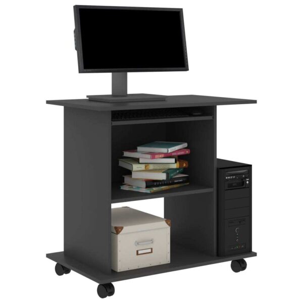 Computer Desk Gray Engineered wood Compact Sliding Components - Image 3