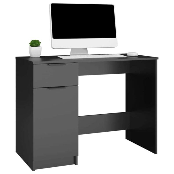 Desk Black Engineered wood 39.4x19.7x29.5 in Desk Rectangular - Image 4