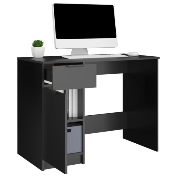 Desk Black Engineered wood 39.4x19.7x29.5 in Desk Rectangular - Image 5