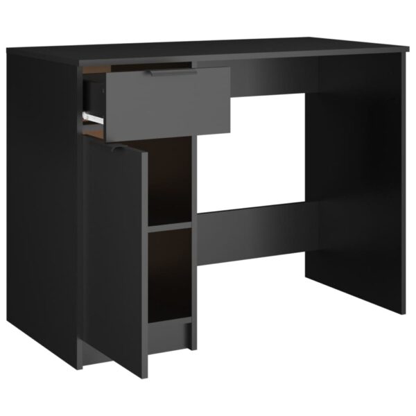 Desk Black Engineered wood 39.4x19.7x29.5 in Desk Rectangular - Image 7