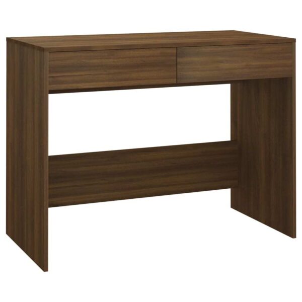 Desk Brown Oak Engineered Wood Medium Desk Rectangular Modern - Image 2