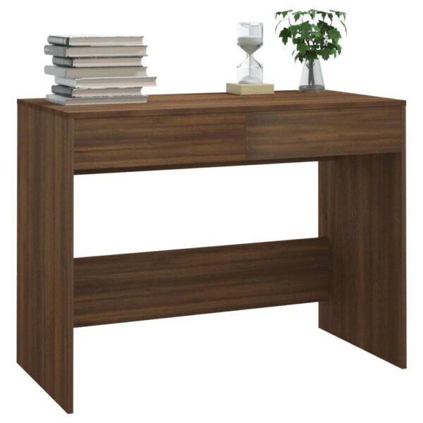Desk Brown Oak Engineered Wood Medium Desk Rectangular Modern - Image 4