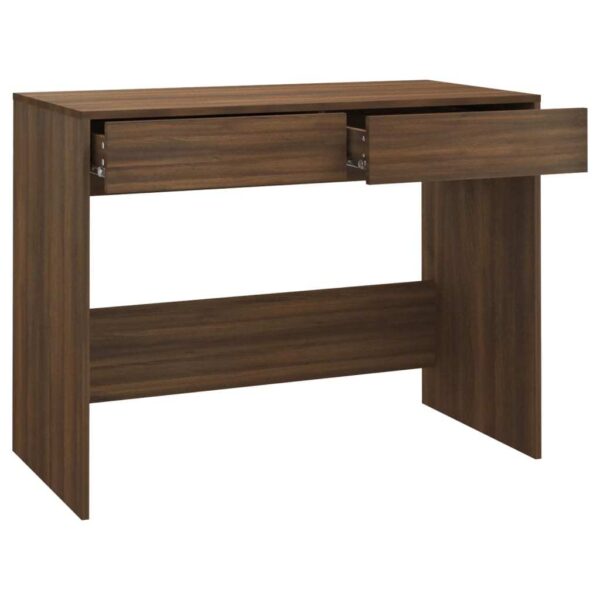Desk Brown Oak Engineered Wood Medium Desk Rectangular Modern - Image 7