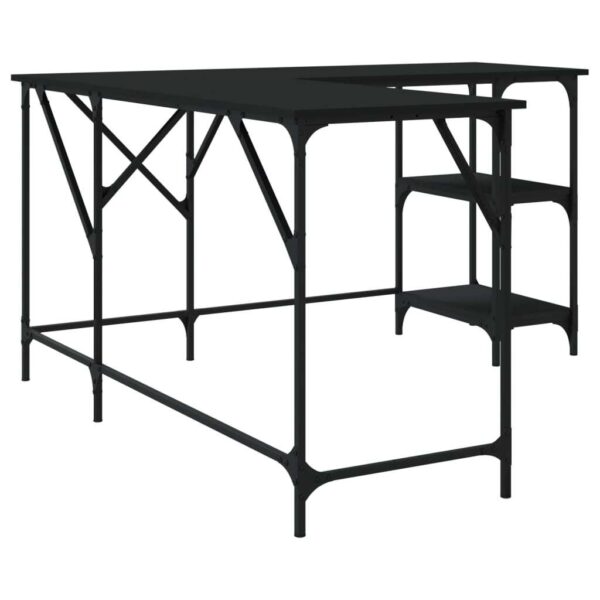 Desk Black Engineered wood, Metal Large Adjustable Feet - Image 6