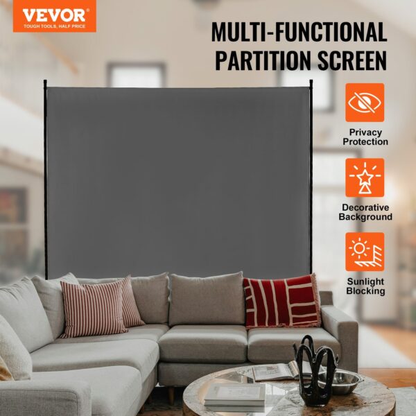 Room Divider, Single Panel Room Divider, 6FT Privacy Screen Indoor, Partition Divider for Room Separation, Freestanding Room Divider Panel for Office, Bedroom, Grey - Image 2