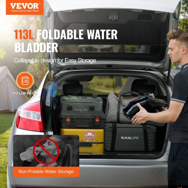 Portable Water Storage Bladder 29.9 Gal PVC Collapsible Water Tank Black - Image 2