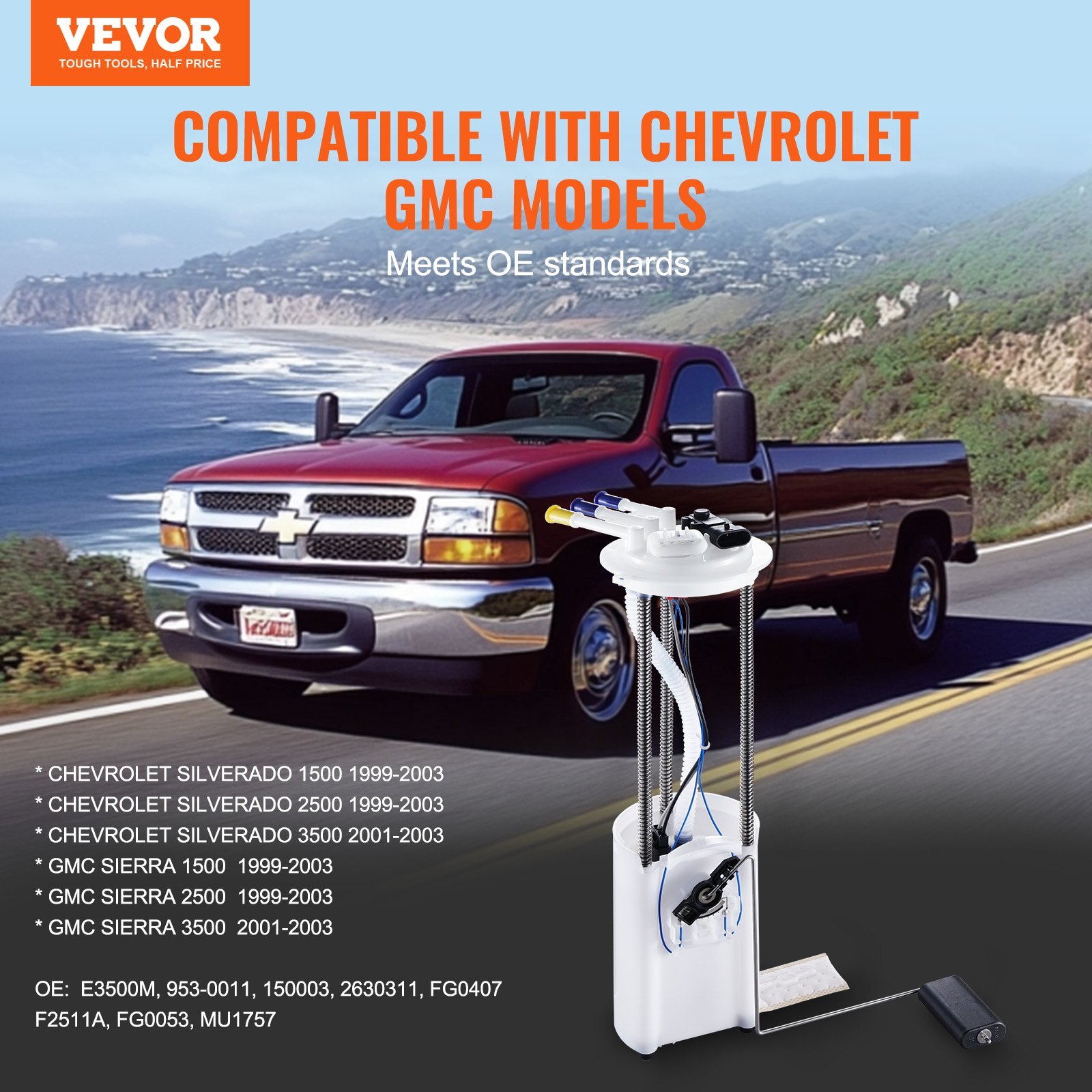 Electric Fuel Pump Module Assembly, Compatible with Chevrolet Silverado 1500 1999-2003, 2500 1999-2003, 3500 2001-2003, and GMC Sierra 1500 1999-2003, 2500 1999-2003, 3500 2001-2003 - Image 2